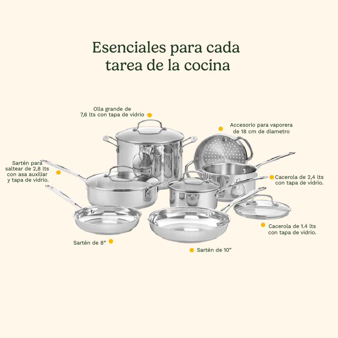 Set de Ollas de Acero Inoxidable de 11 piezas Chef ́s Classic™ de Cuisinart®