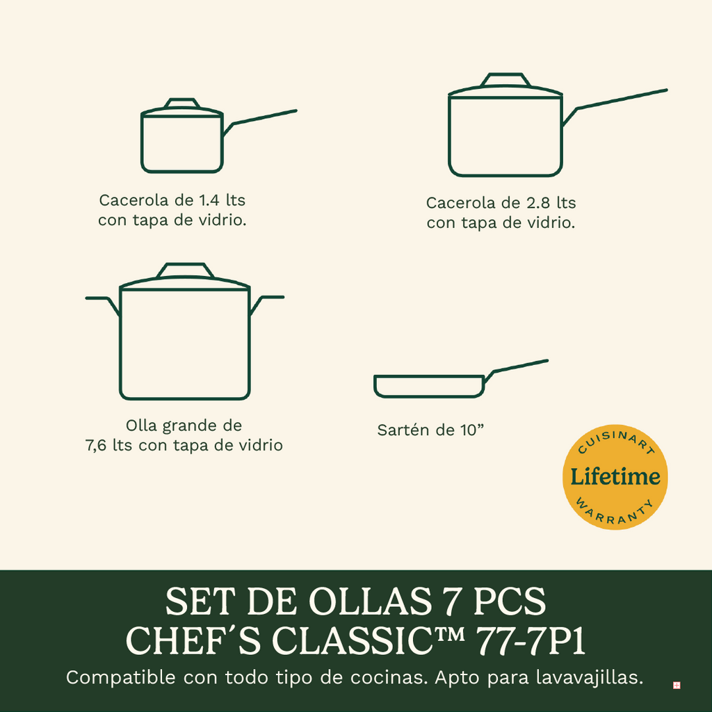 Set de Ollas 7 piezas Chef ́s Classic™ 77-7P1 de Cuisinart®