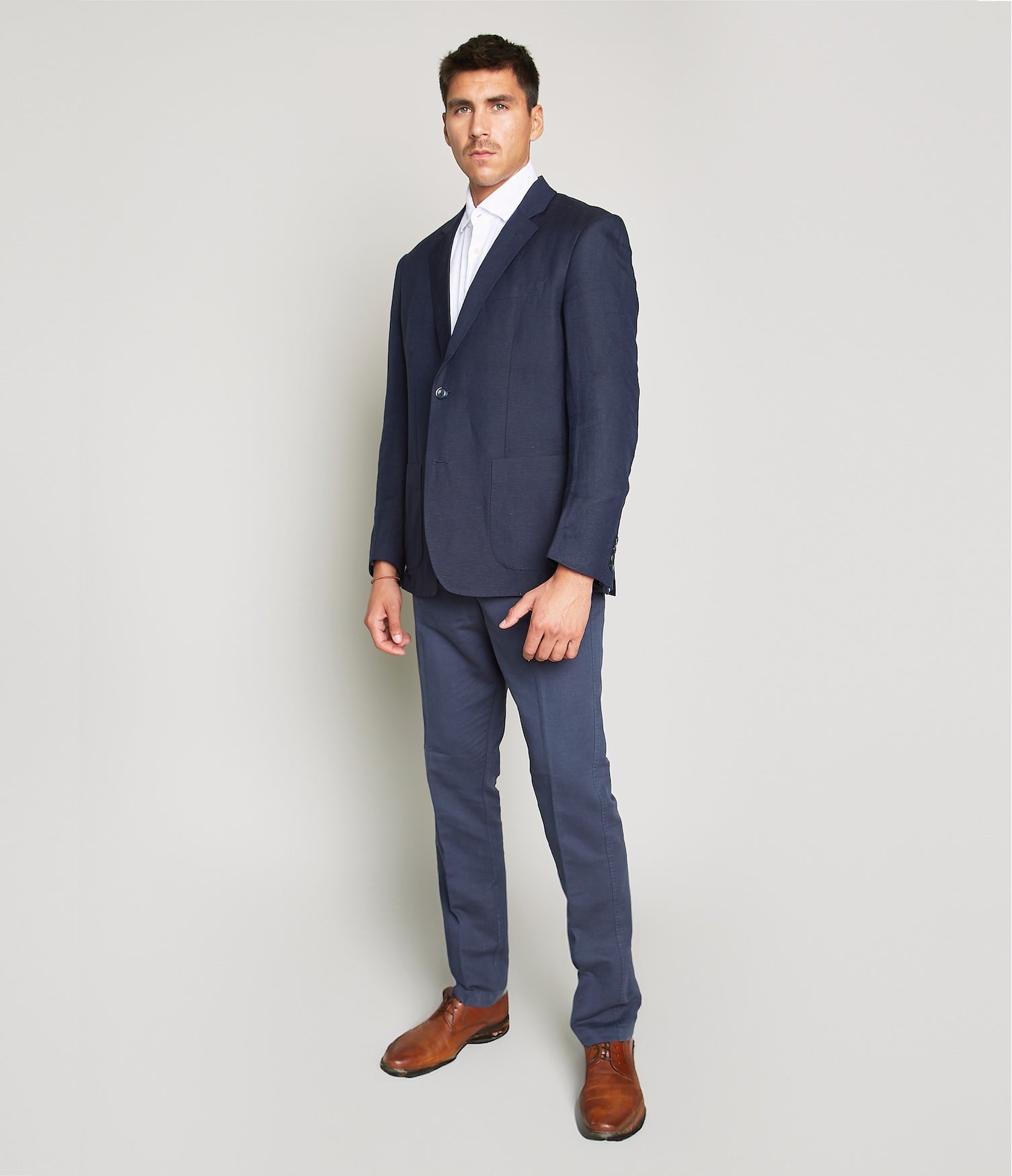 Blazer Hombre 100% Lino Azul Marino