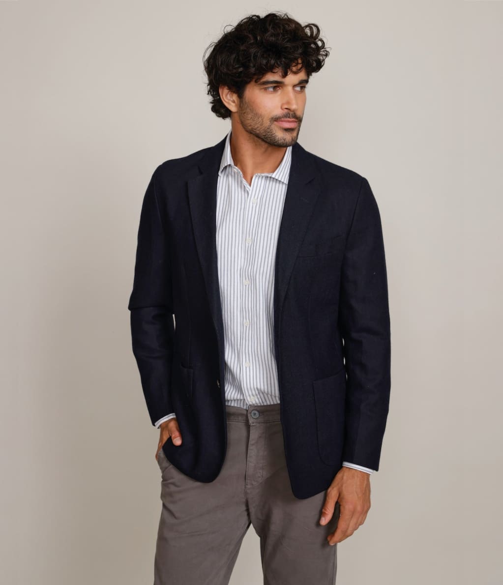 Blazer Hombre Lana Premium Azul Marino