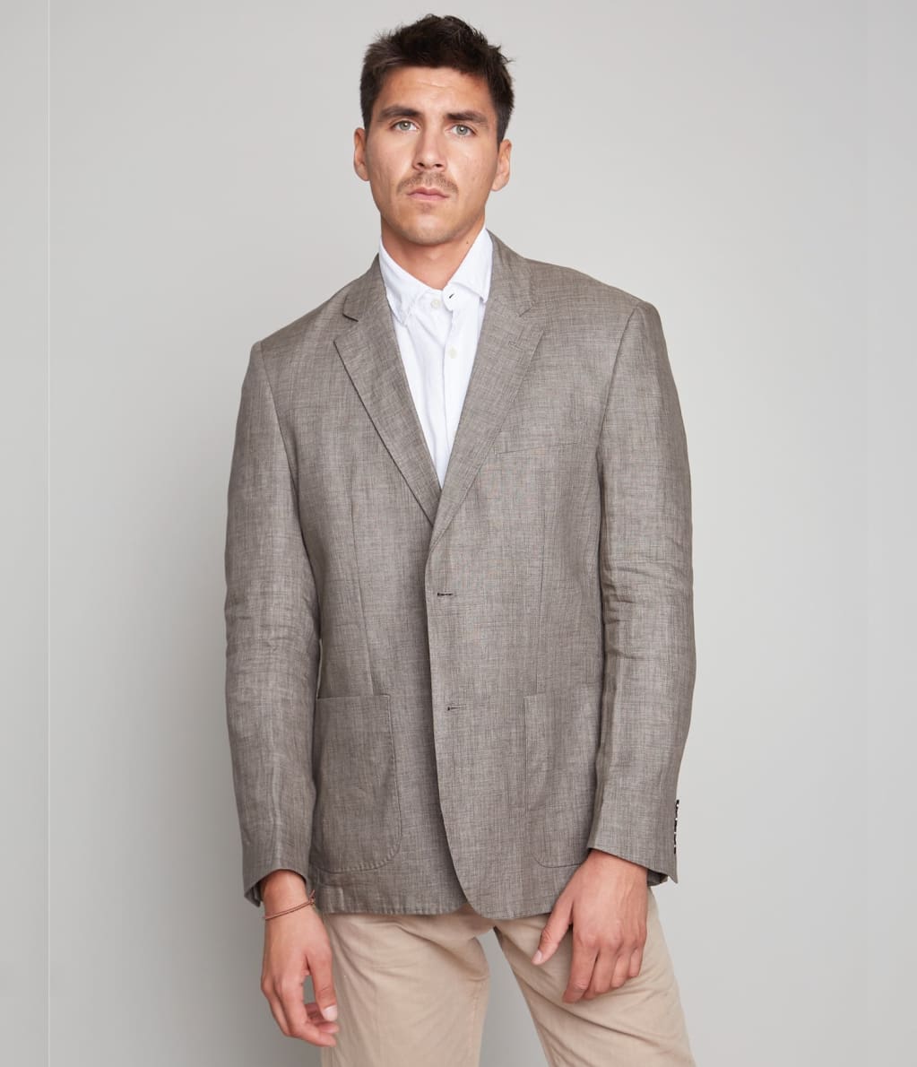 Blazer Hombre 100% Lino Verde Musgo