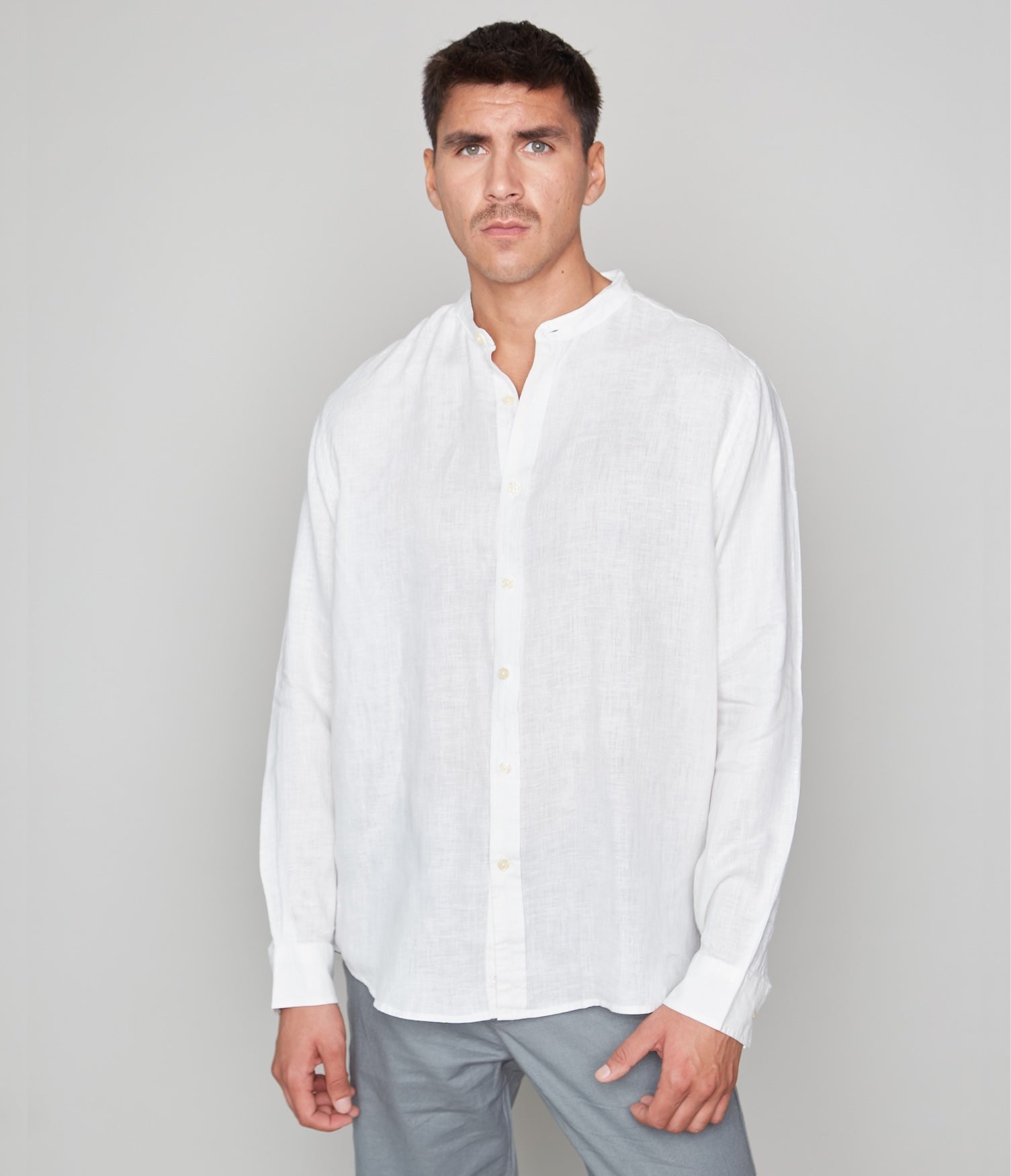 Camisa Hombre Lino Saonna M/Larga Blanca