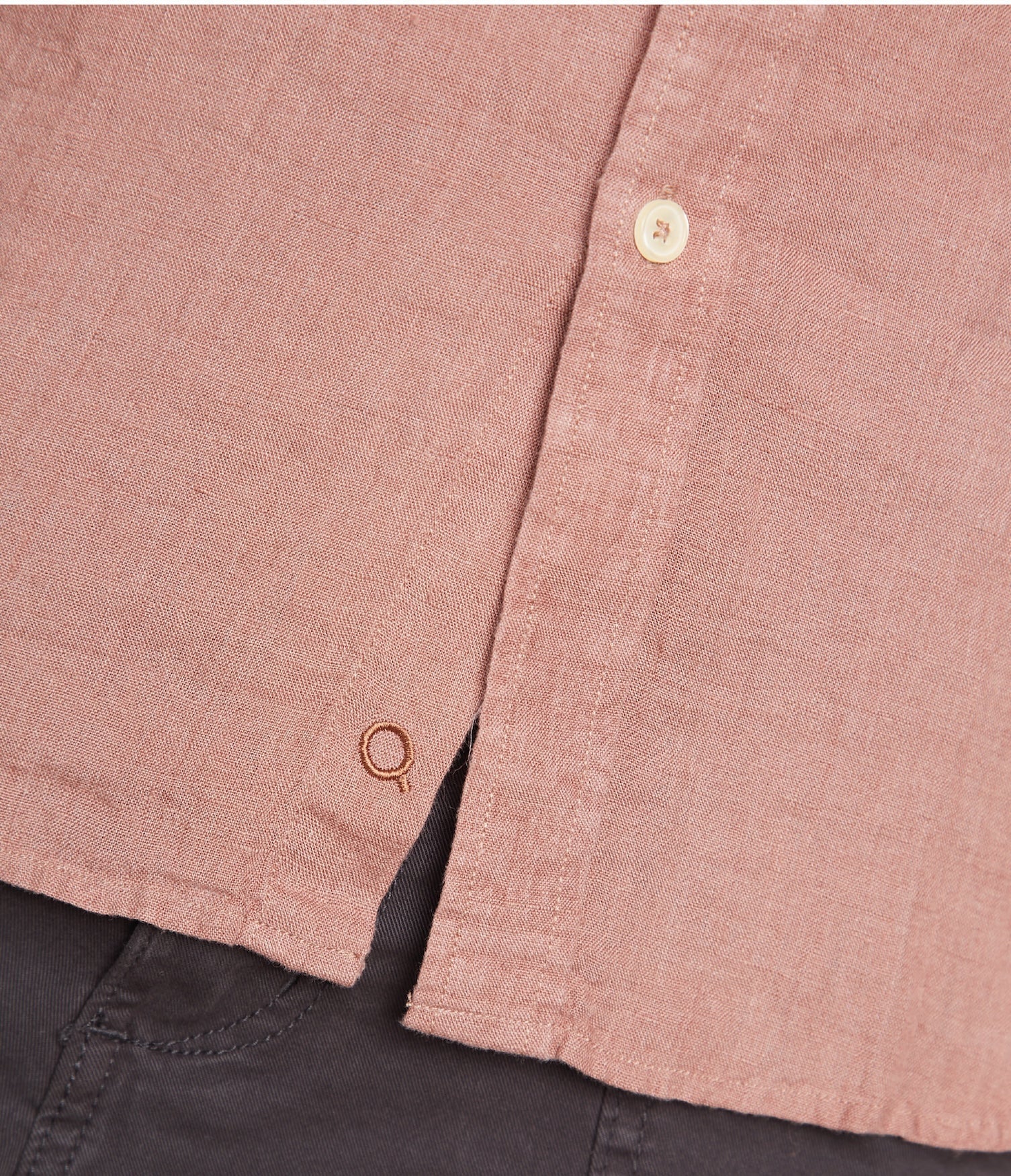 Camisa Hombre Lino Saint M/larga Terracota