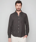 Camisa Hombre Lino Viscosa Nevis Verde Oscuro