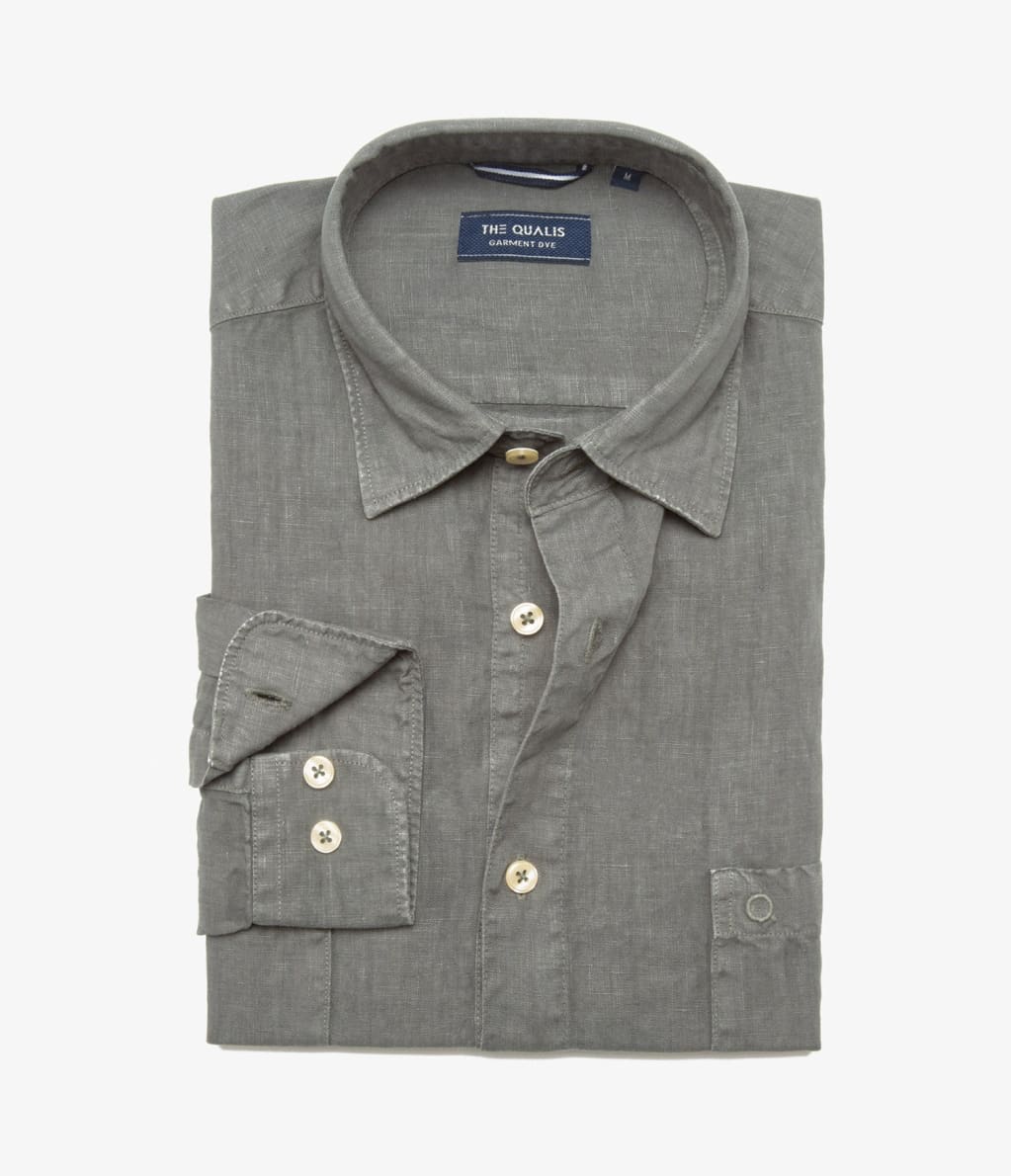 Camisa Hombre Overshirt Lino Verde