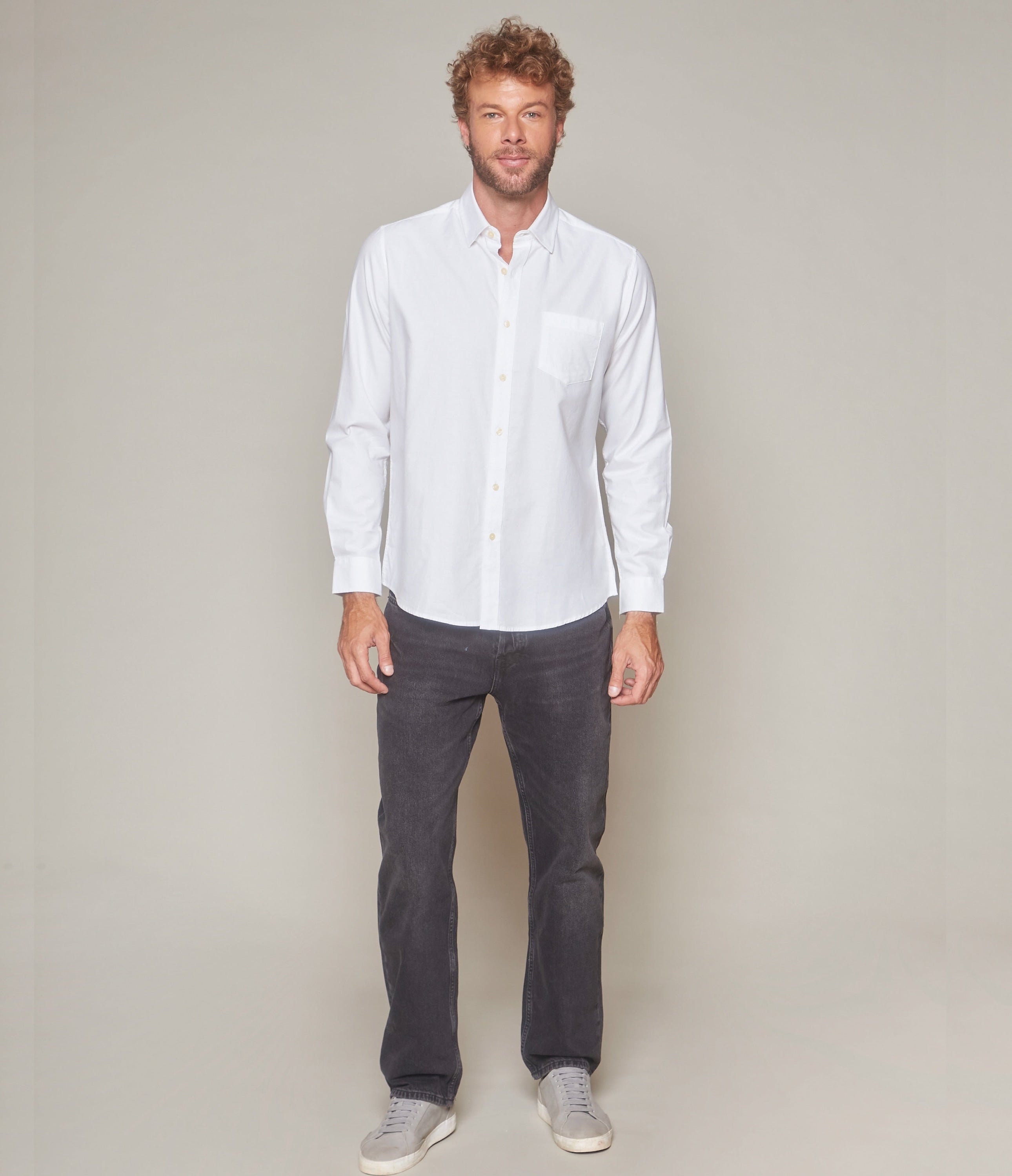 Camisa Hombre Algodón Oxford M/Larga Blanco