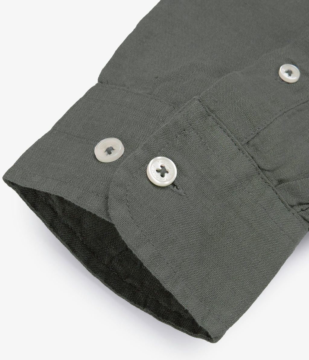 Camisa Hombre Lino Sicilia M/Larga Verde Oscuro