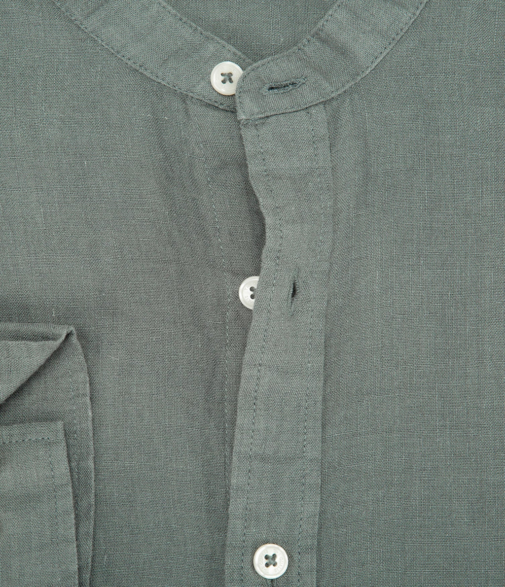 Camisa Hombre Lino Soria Verde Oscuro