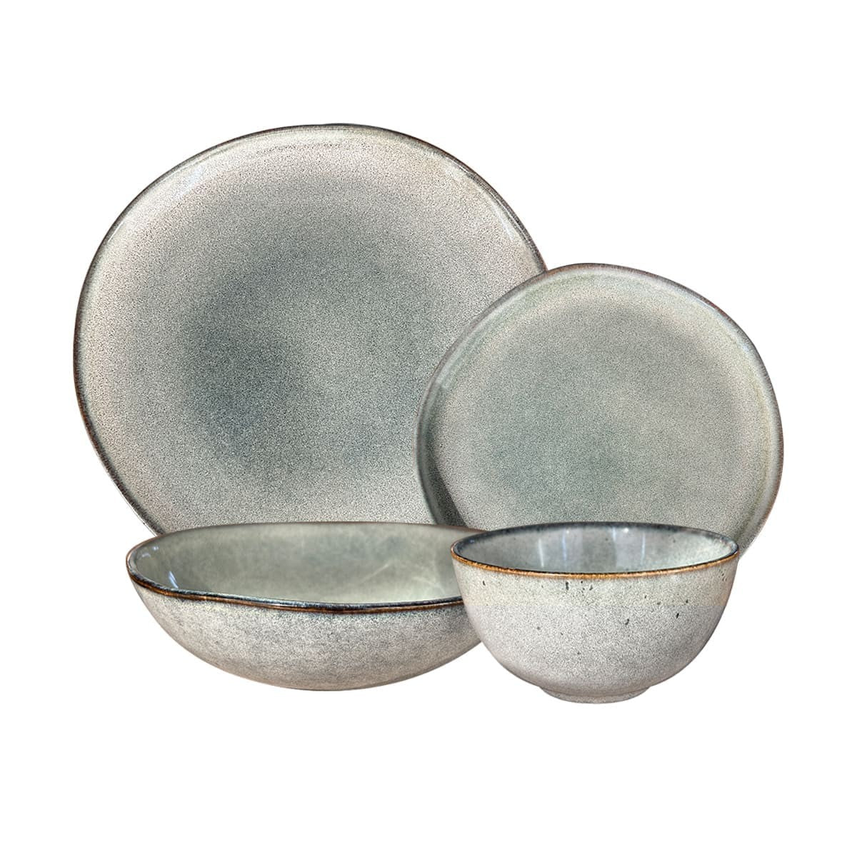 Set Vajilla 24 Piezas Cerámica Gris